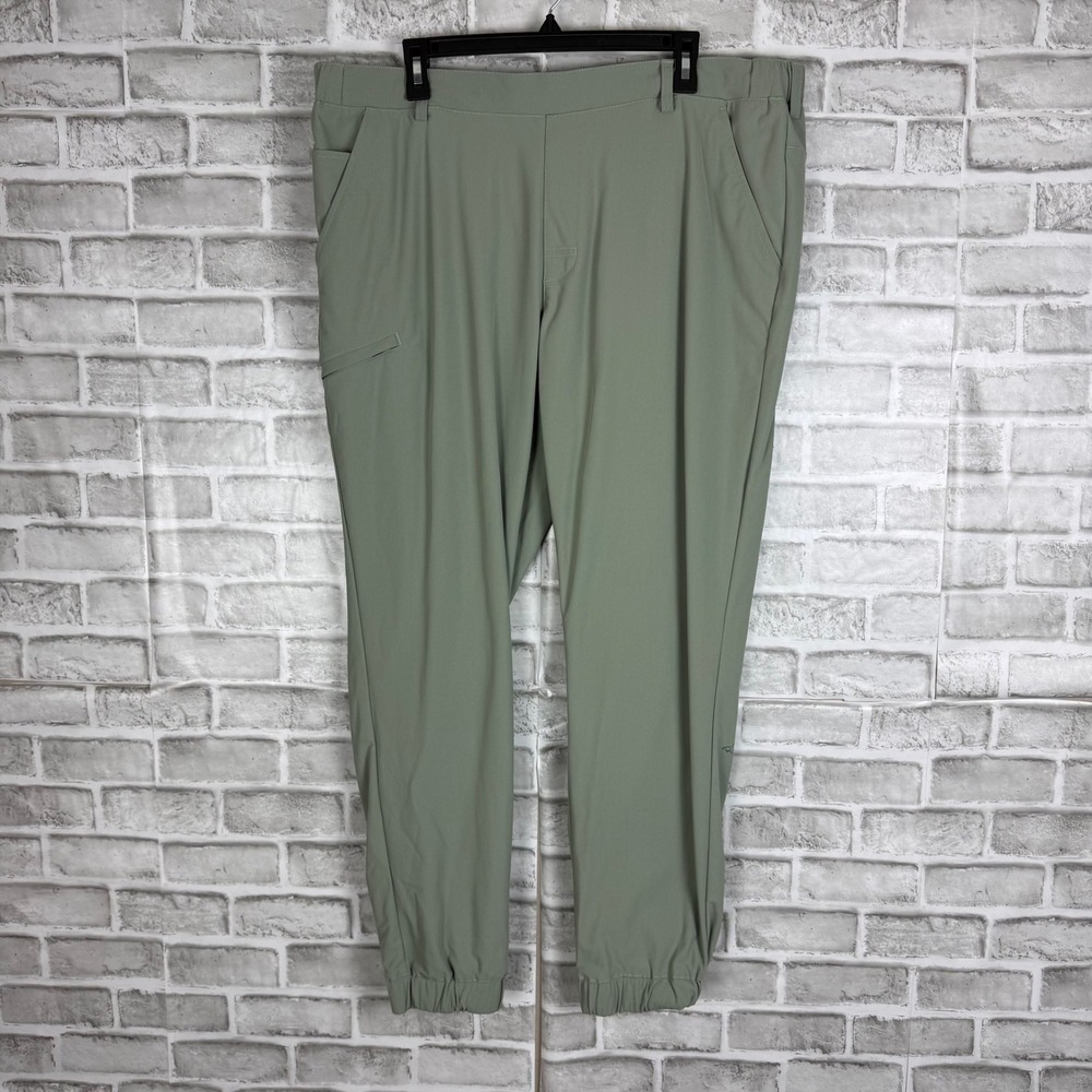 Greg Norman Mens Performance Jogger Pants Sage Green XL TL116172 Shark Logo